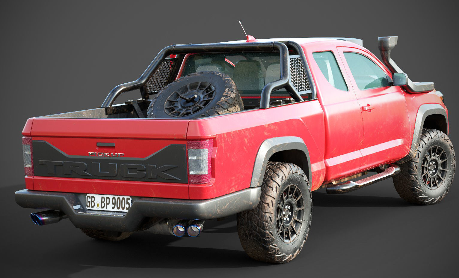 Generic Pickup Truck Lowpoly with PBR Textures Low-poly 3D model_5