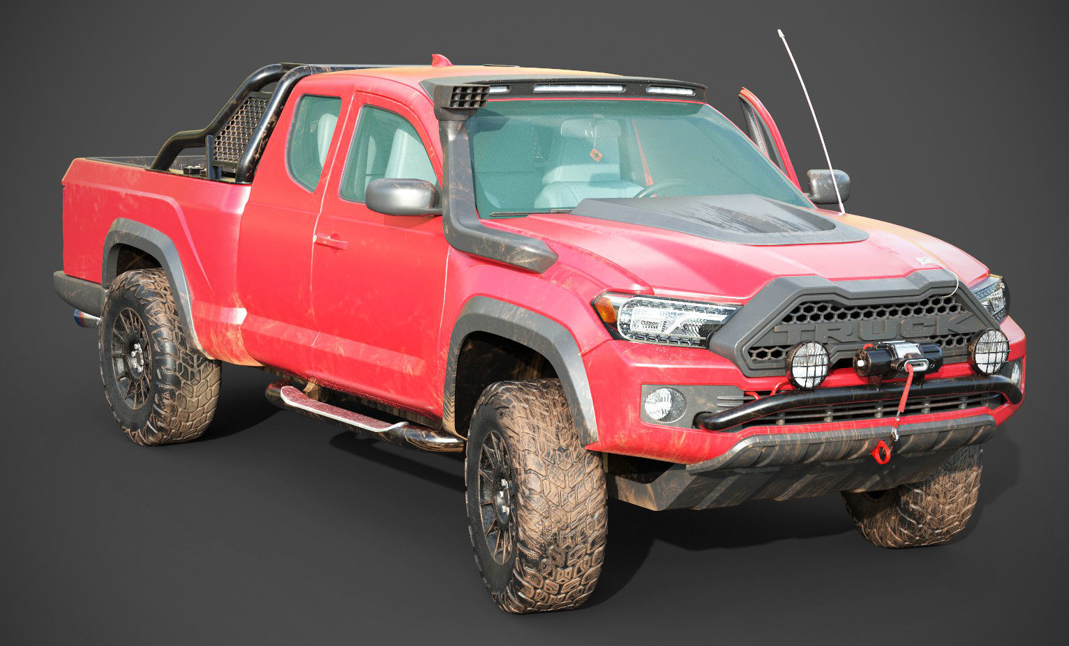 Generic Pickup Truck Lowpoly with PBR Textures Low-poly 3D model_6