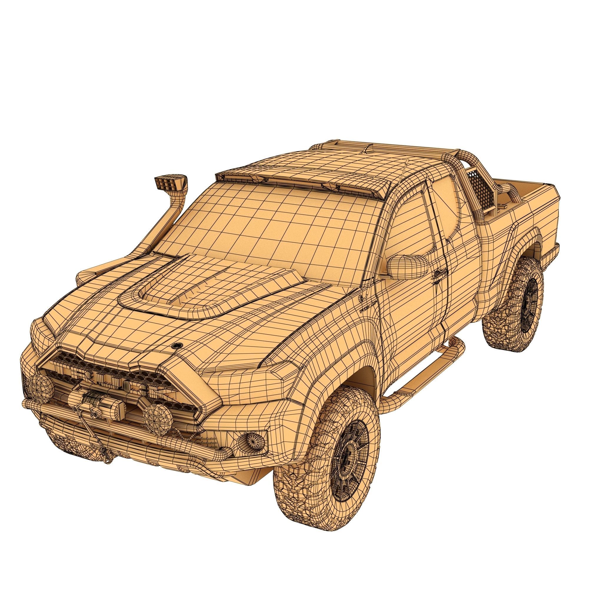 Generic Pickup Truck Lowpoly with PBR Textures Low-poly 3D model_16