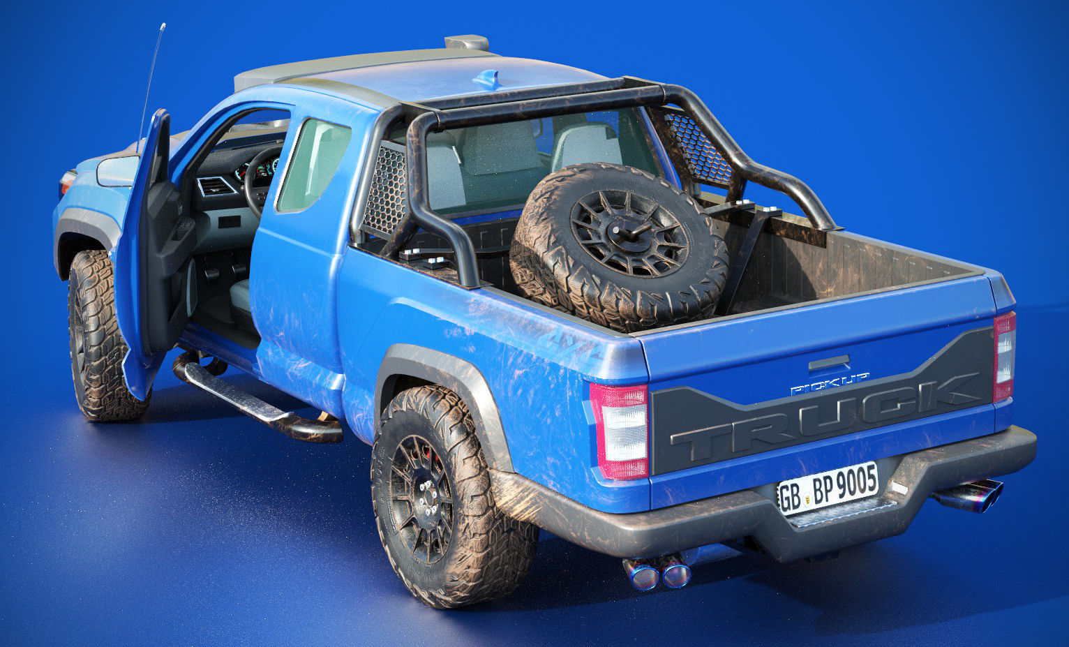 Generic Pickup Truck Lowpoly with PBR Textures Low-poly 3D model_2