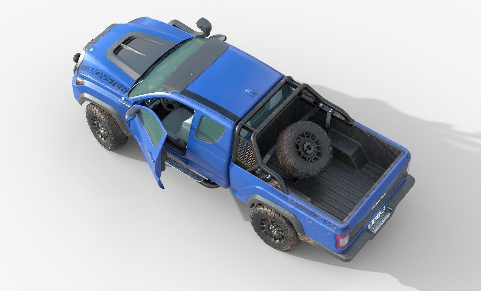 Generic Pickup Truck Lowpoly with PBR Textures Low-poly 3D model_3