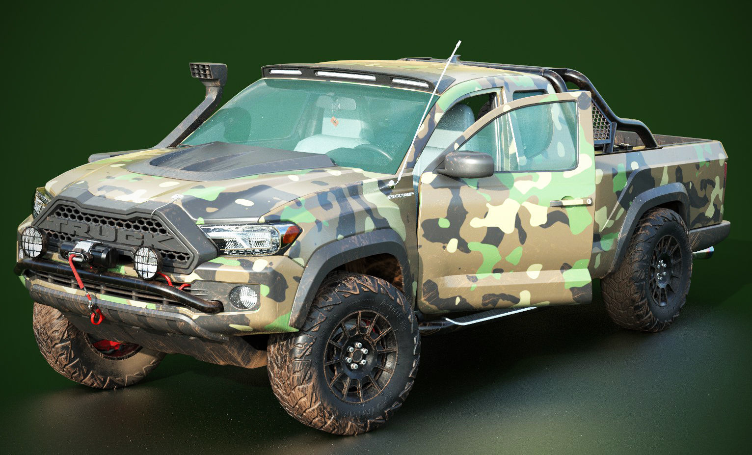 Generic Pickup Truck Lowpoly with PBR Textures Low-poly 3D model_8