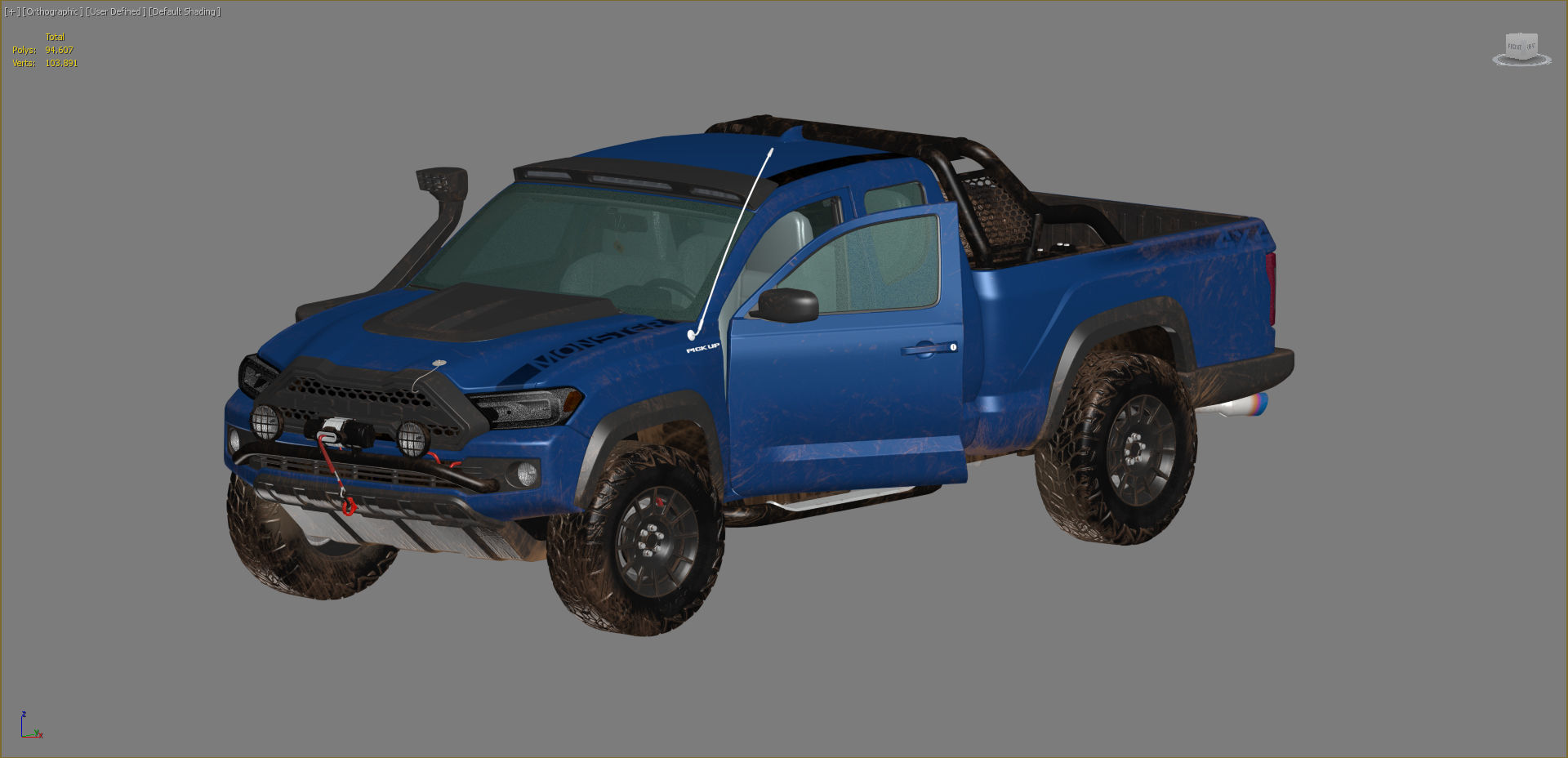 Generic Pickup Truck Lowpoly with PBR Textures Low-poly 3D model_10