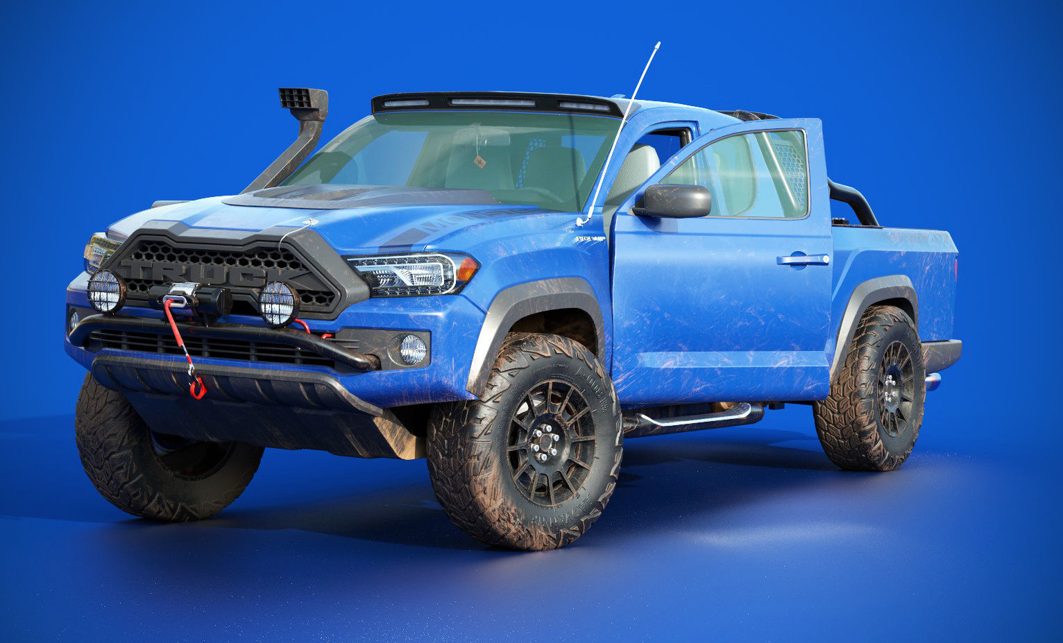 Generic Pickup Truck Lowpoly with PBR Textures Low-poly 3D model_1