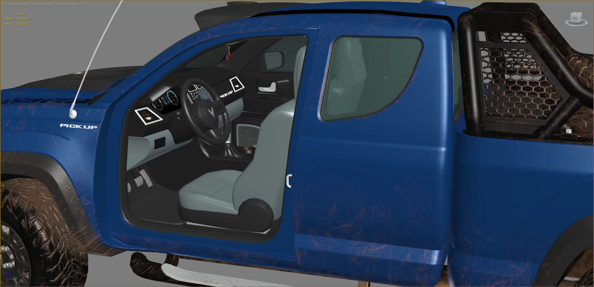 Generic Pickup Truck Lowpoly with PBR Textures Low-poly 3D model_12