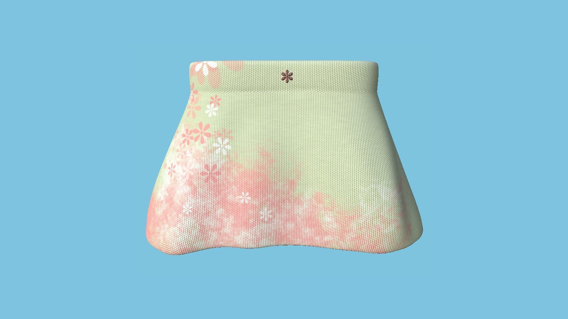 Flowers Female Skirt - Character Fashion Design Low-poly 3D model_1