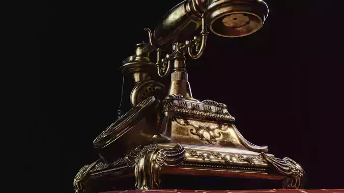 PBR 1921 Victorian Ornamented Vintage Telephone  3D model