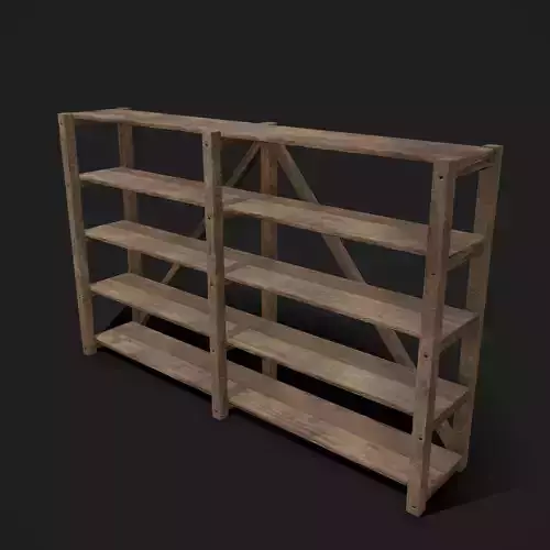 Pottery Shelf Long Low-poly 3D model