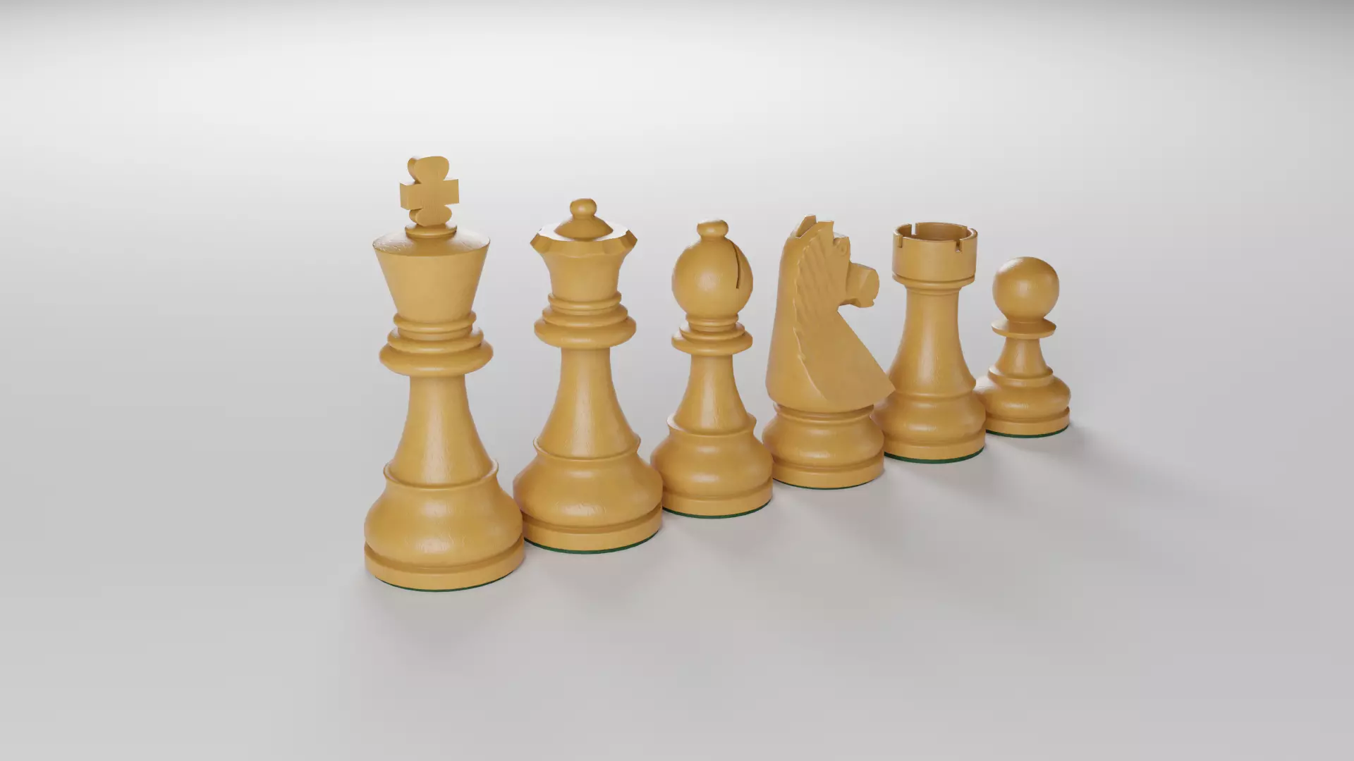 Wooden chess pieces Low-poly 3D model
