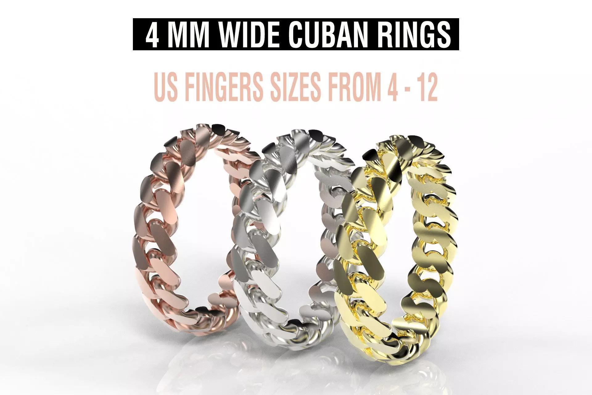 Cuban Rings  5mm wide version 3D print model_0