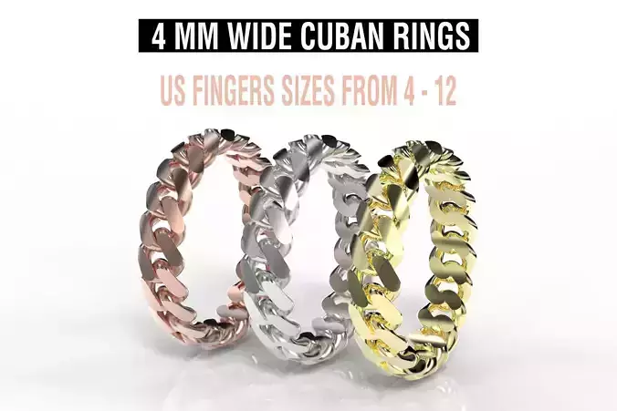 Cuban Rings  5mm wide version 3D print model