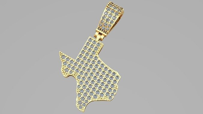 texas map Pendant  3d model  3D print model