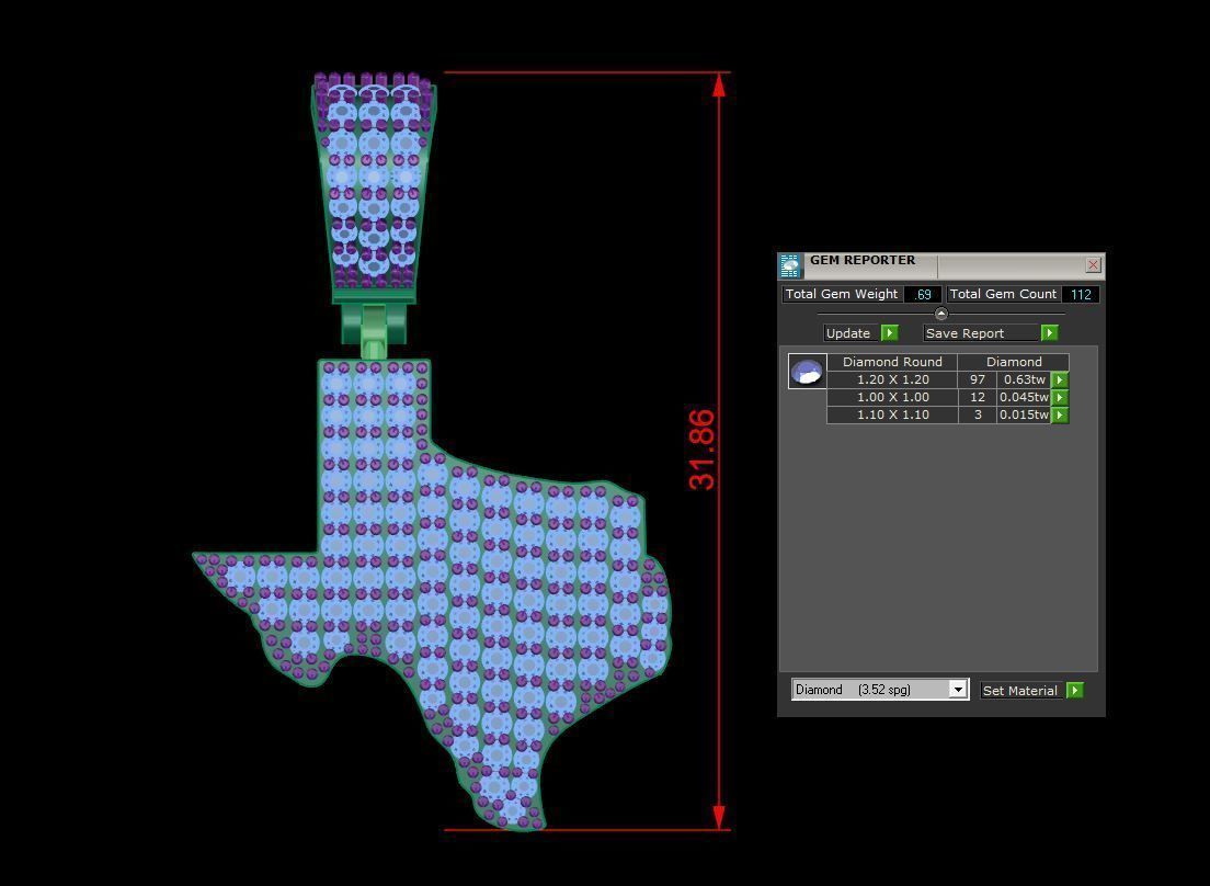 texas map Pendant  3d model  3D print model_3