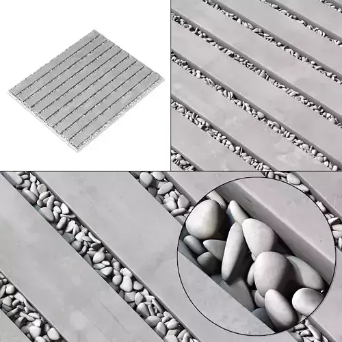 Paving road long plate pabble n2 3D model