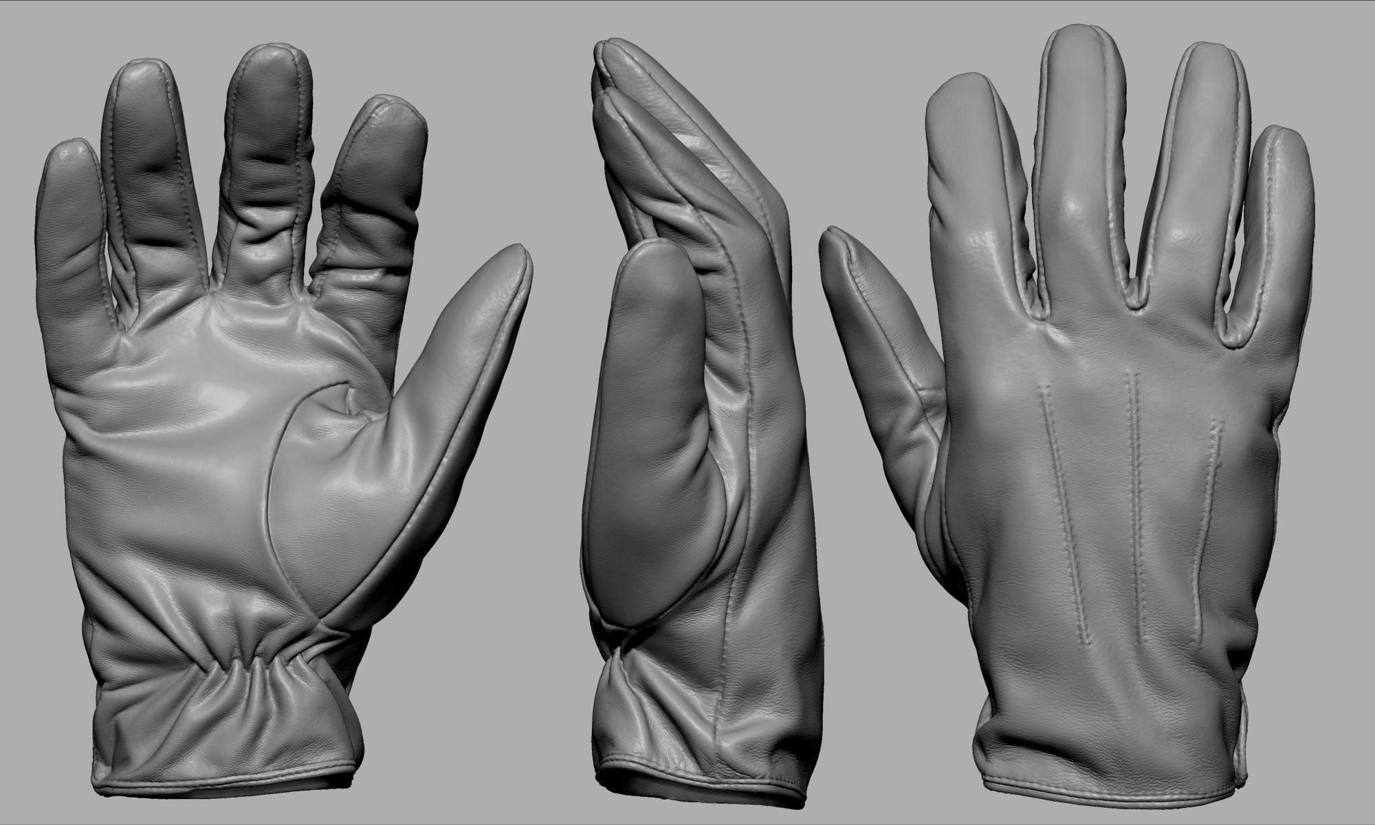 Leather Gloves 003 Low-poly 3D model_10