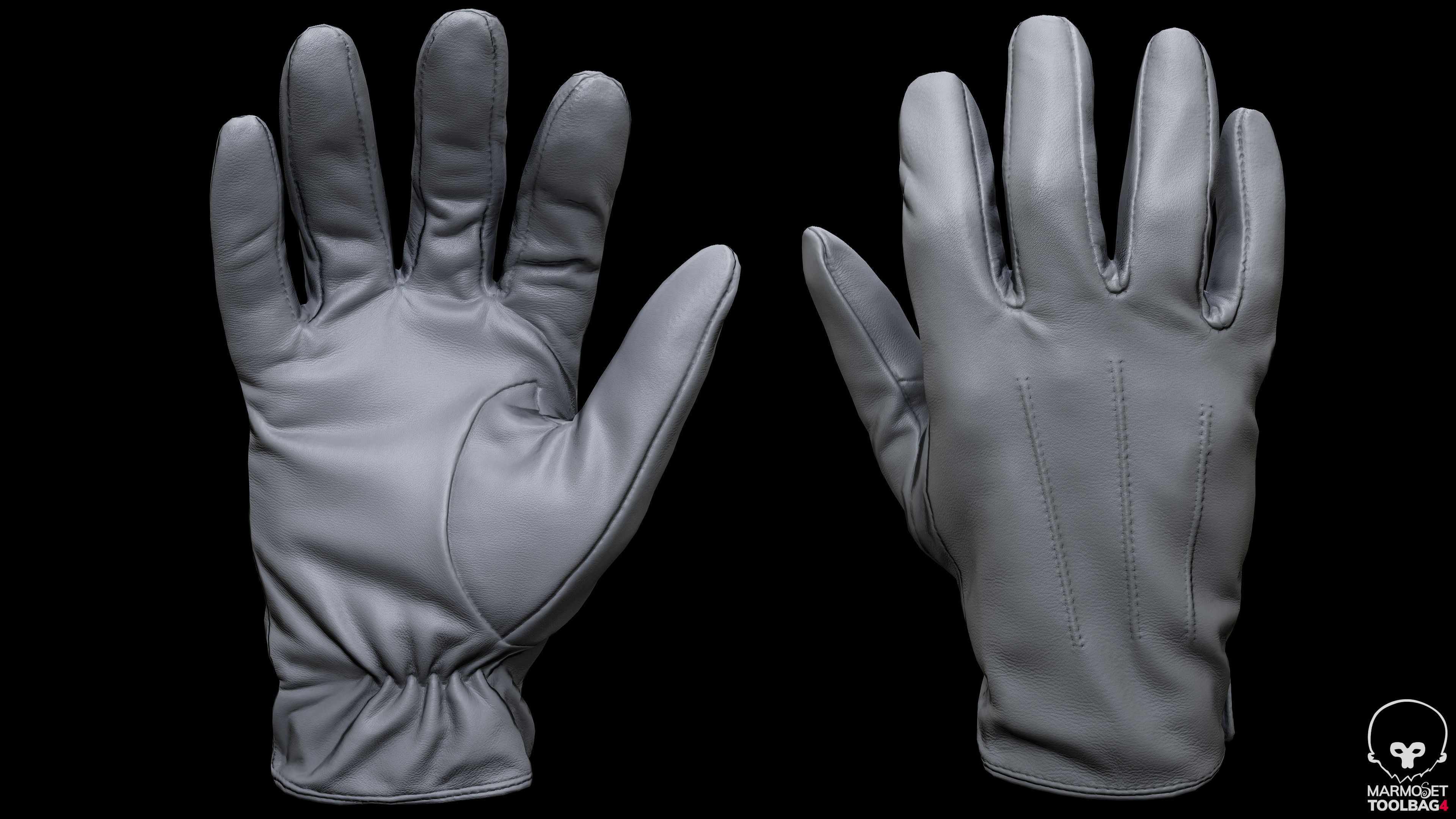 Leather Gloves 003 Low-poly 3D model_5