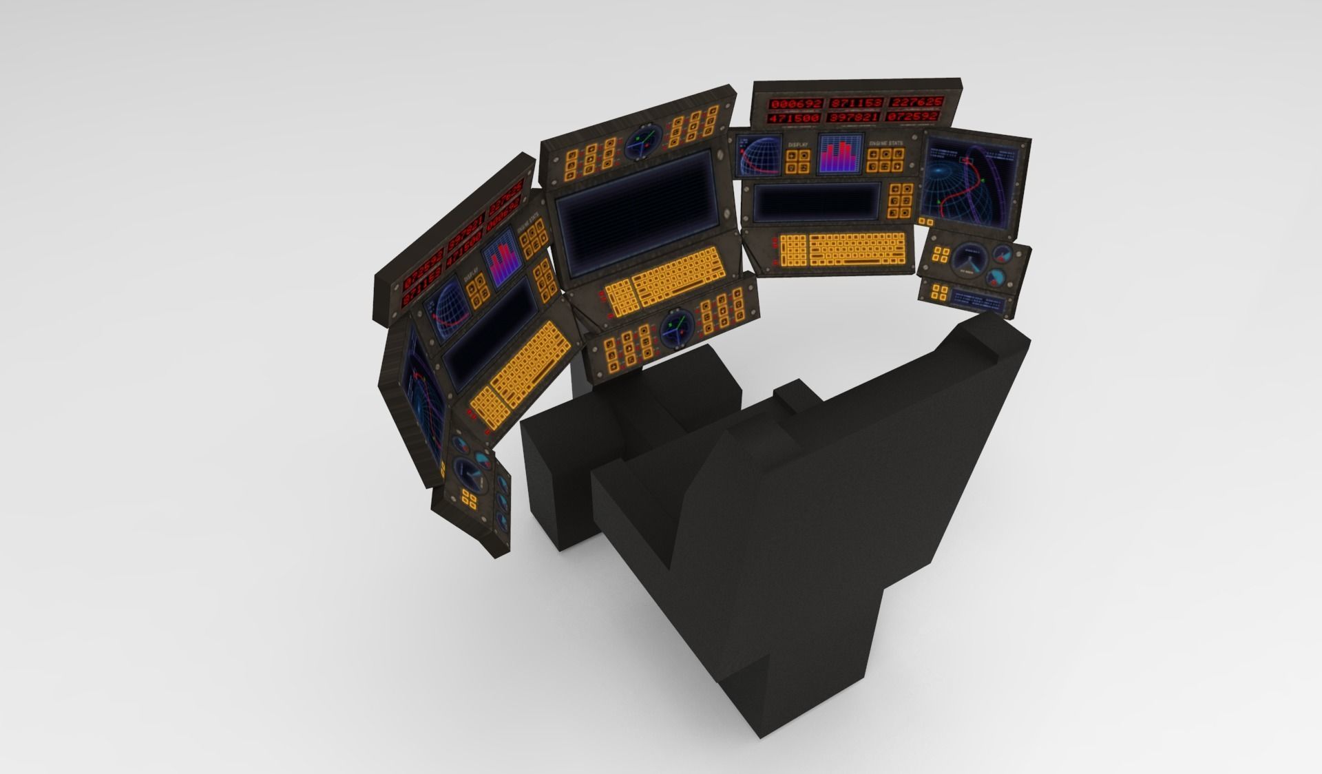 Submarine Navigation command system 3D model_4