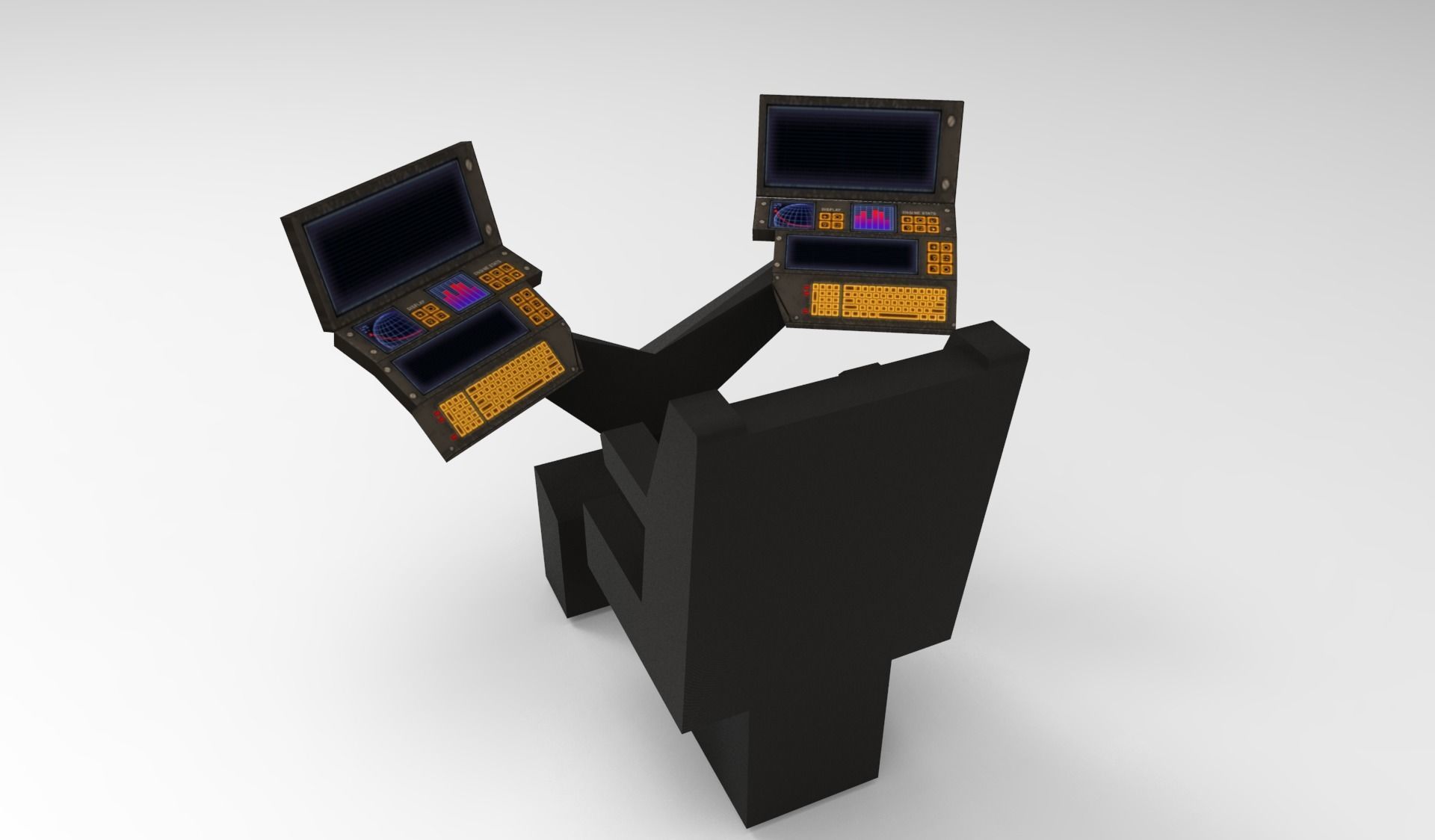 Submarine Navigation command system 3D model_11