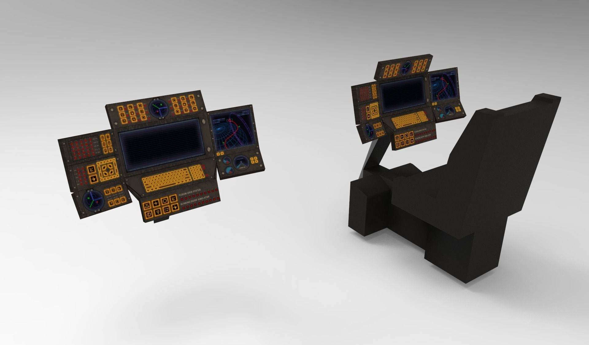 Submarine Navigation command system 3D model_12