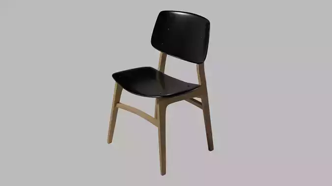 Modern and minimalist wooden chair with black seat