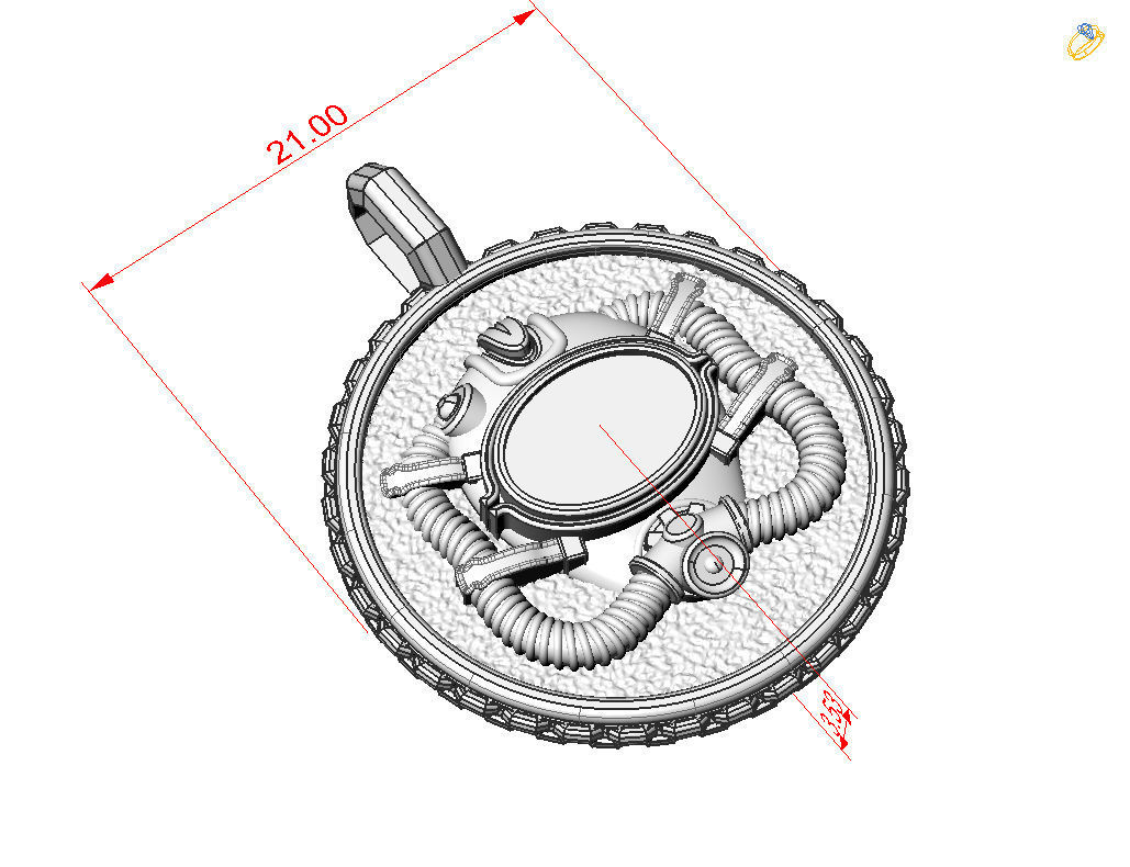 Diver pendant 3D print model_7