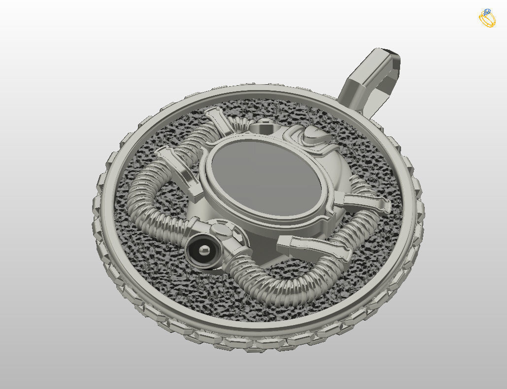 Diver pendant 3D print model_21