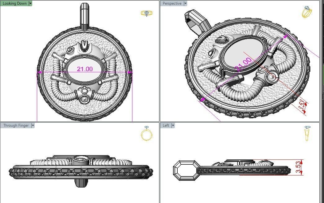 Diver pendant 3D print model_3