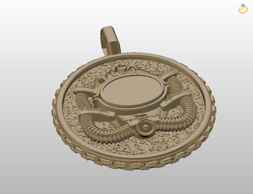 Diver pendant 3D print model_13