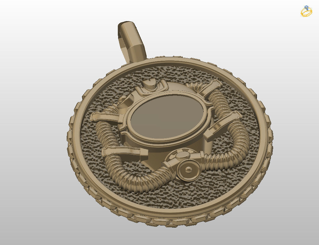 Diver pendant 3D print model_15