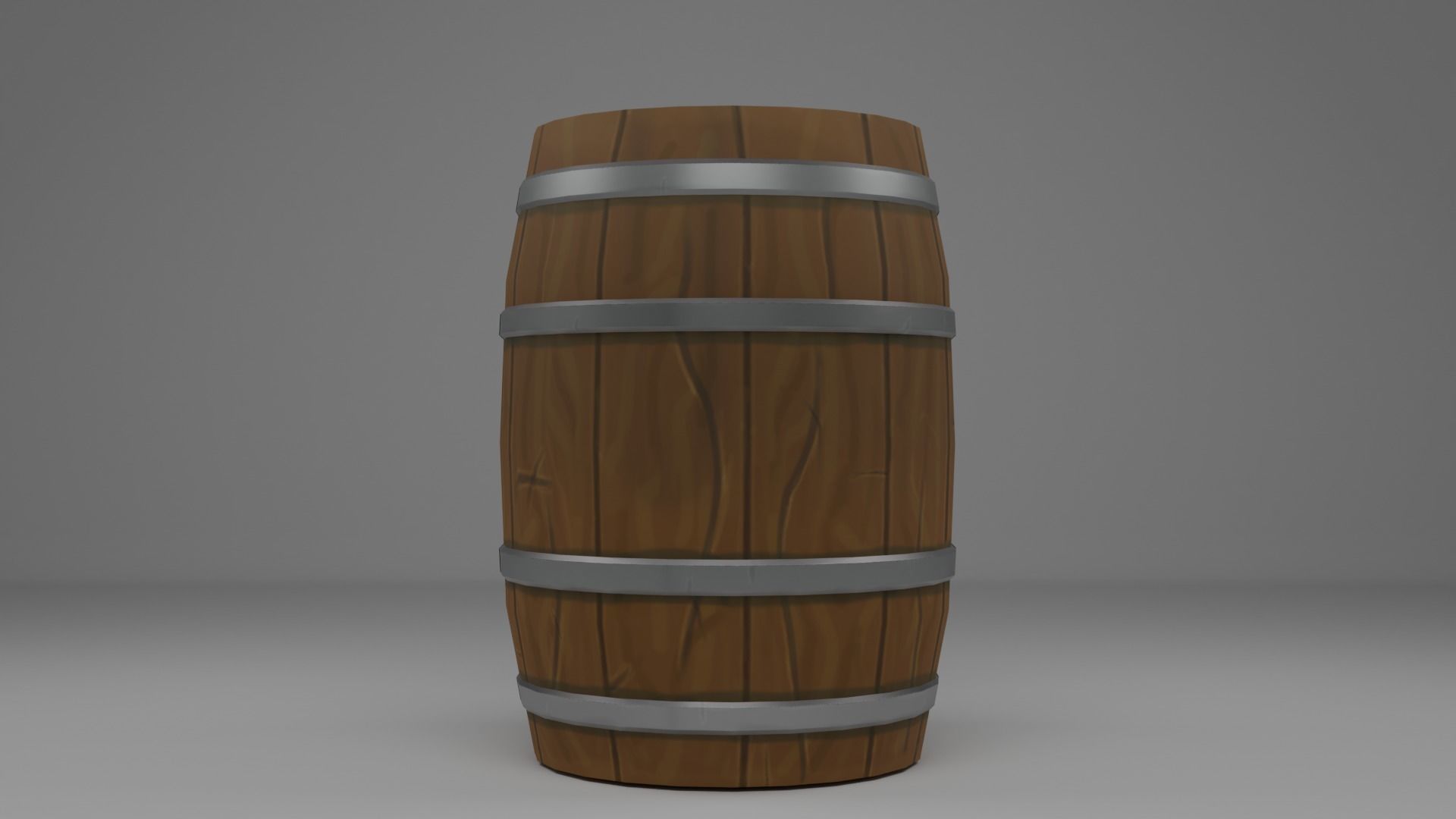 Stylized wooden barrel PBR Low-poly 3D model_1