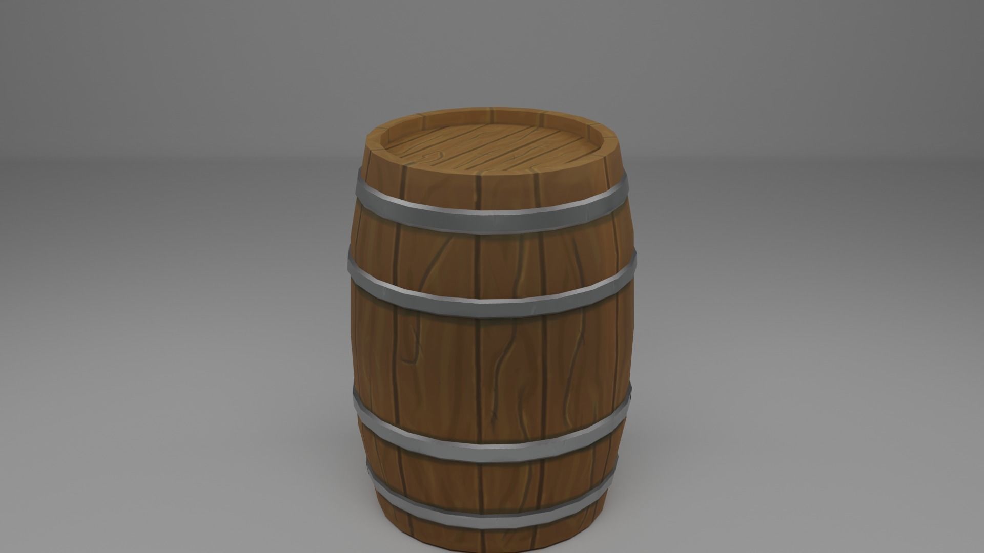 Stylized wooden barrel PBR Low-poly 3D model_3
