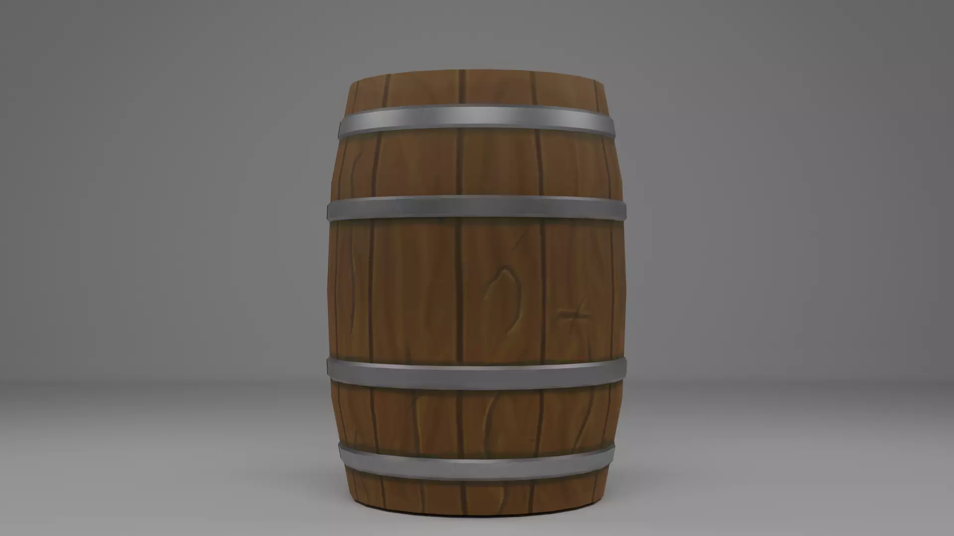 Stylized wooden barrel PBR Low-poly 3D model_0