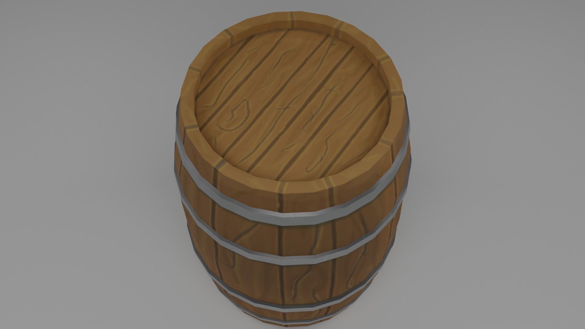 Stylized wooden barrel PBR Low-poly 3D model_5