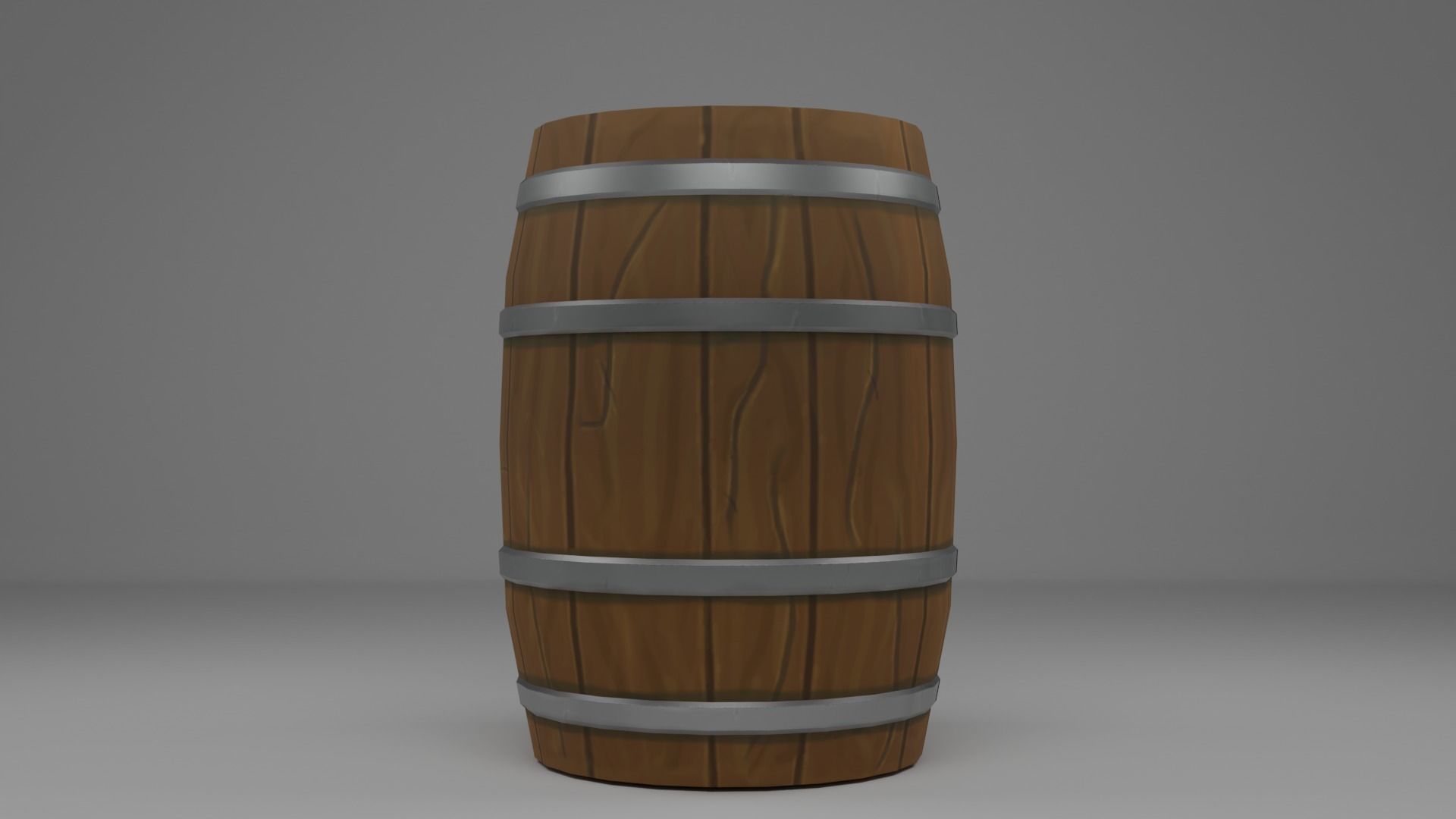 Stylized wooden barrel PBR Low-poly 3D model_2