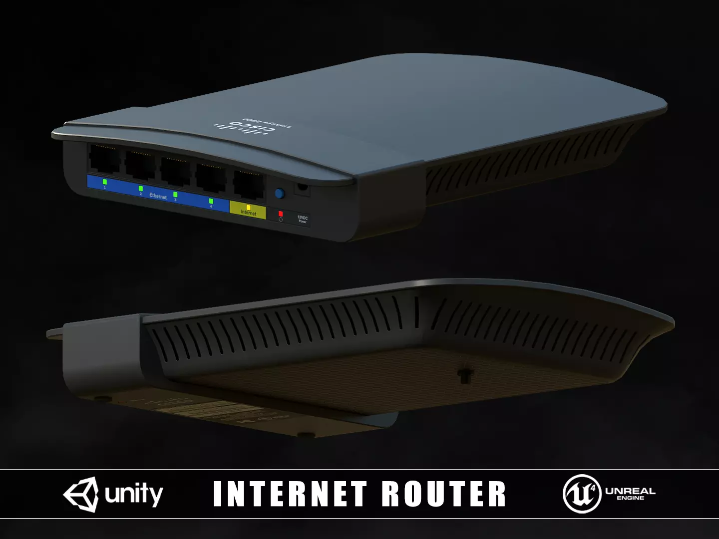 Internet Router Low-poly 3D model_0