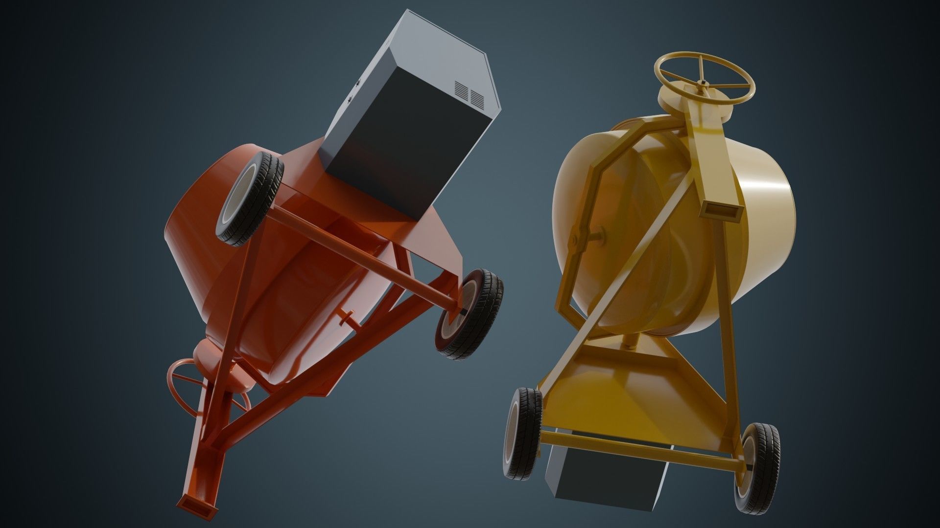 Concrete Mixer 2A Low-poly 3D model_2