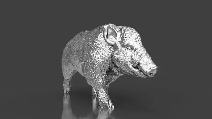 Forest Friends Series Silver Wild Boar STL
