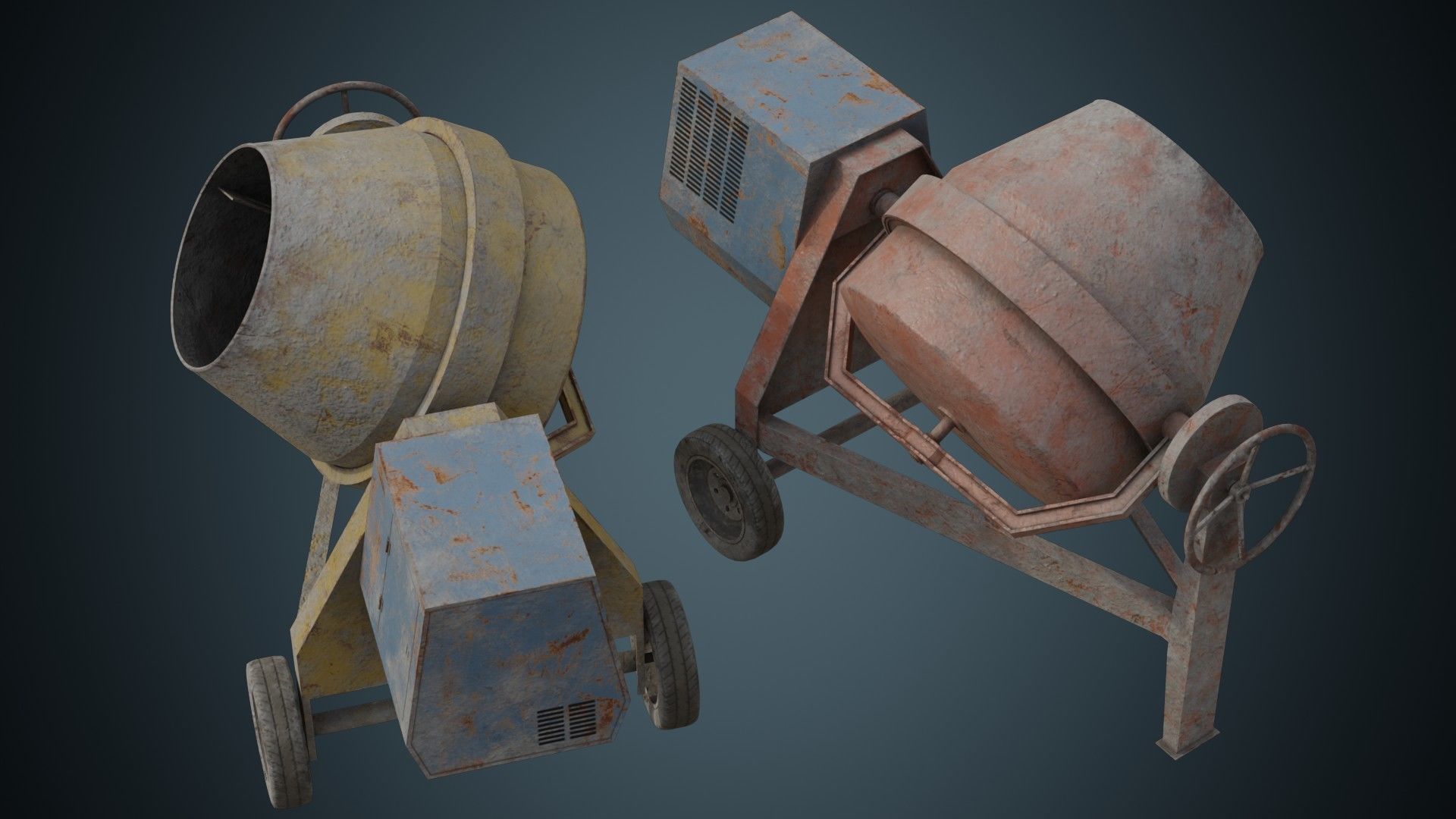 Concrete Mixer 2B Low-poly 3D model_1