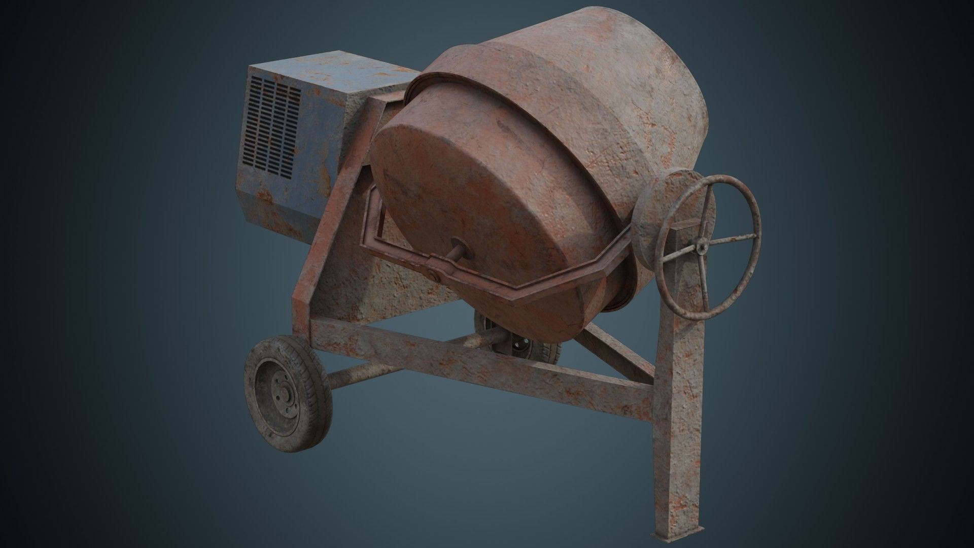 Concrete Mixer 2B Low-poly 3D model_4