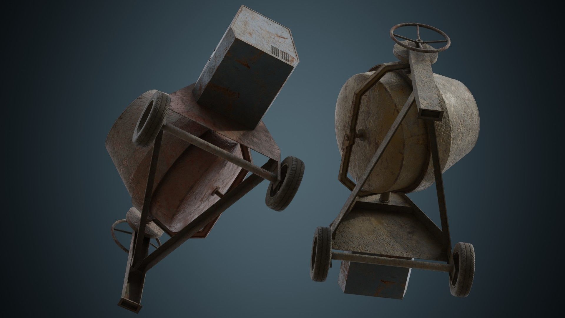 Concrete Mixer 2B Low-poly 3D model_2