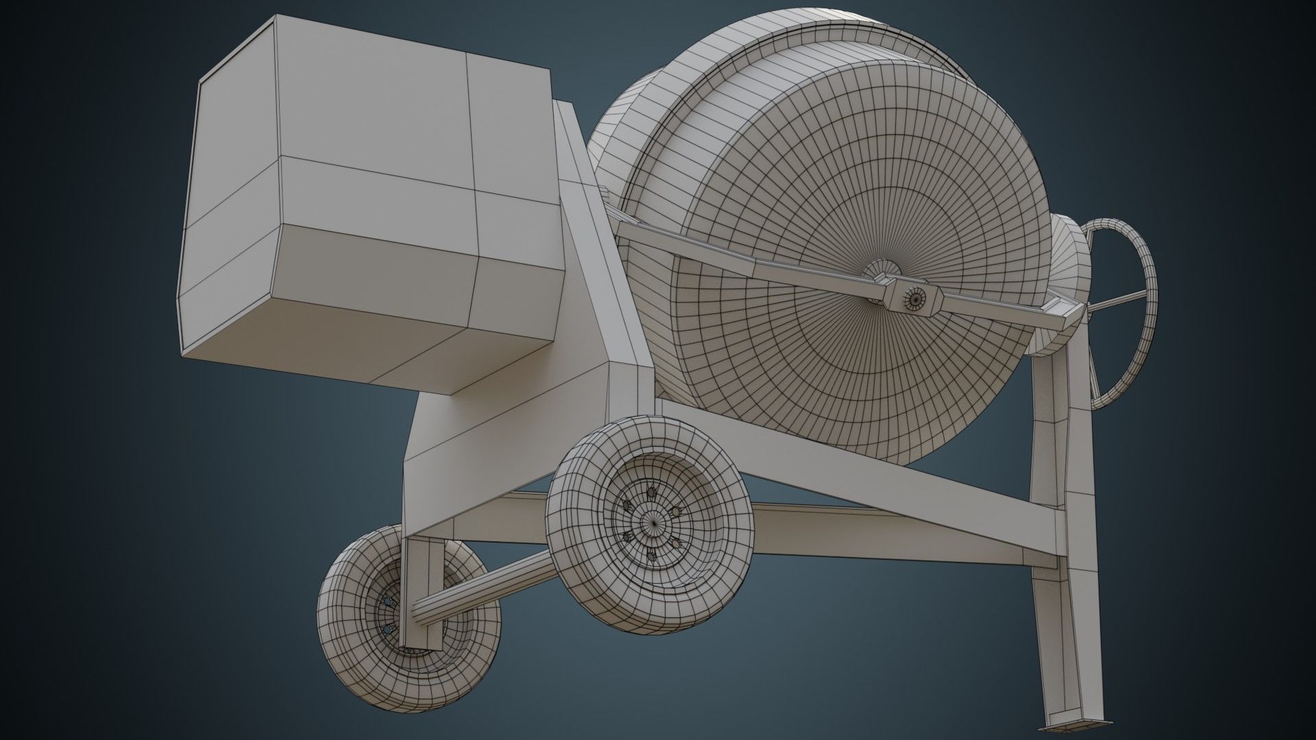 Concrete Mixer 2B Low-poly 3D model_9