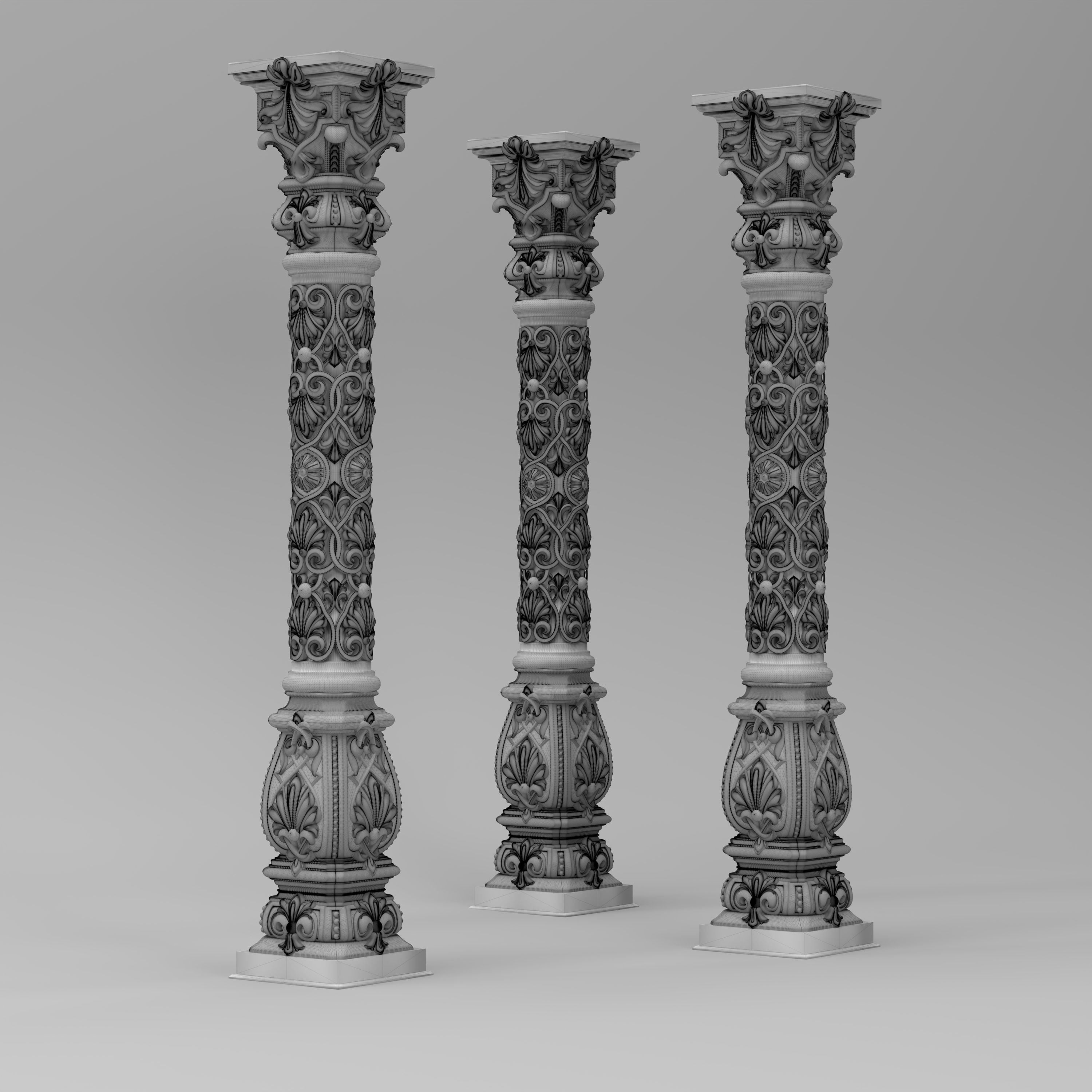 Carved Column 3D model_7