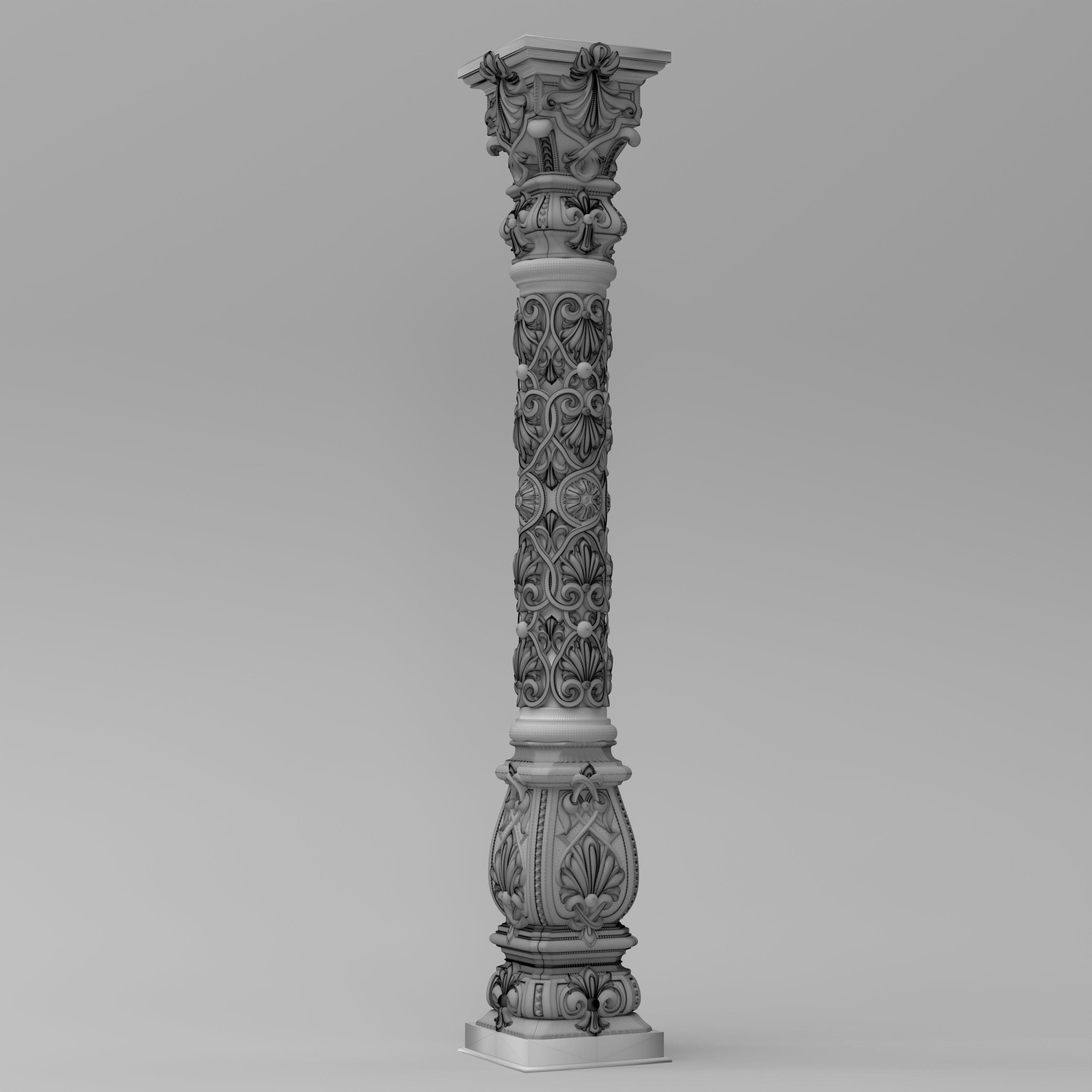 Carved Column 3D model_4