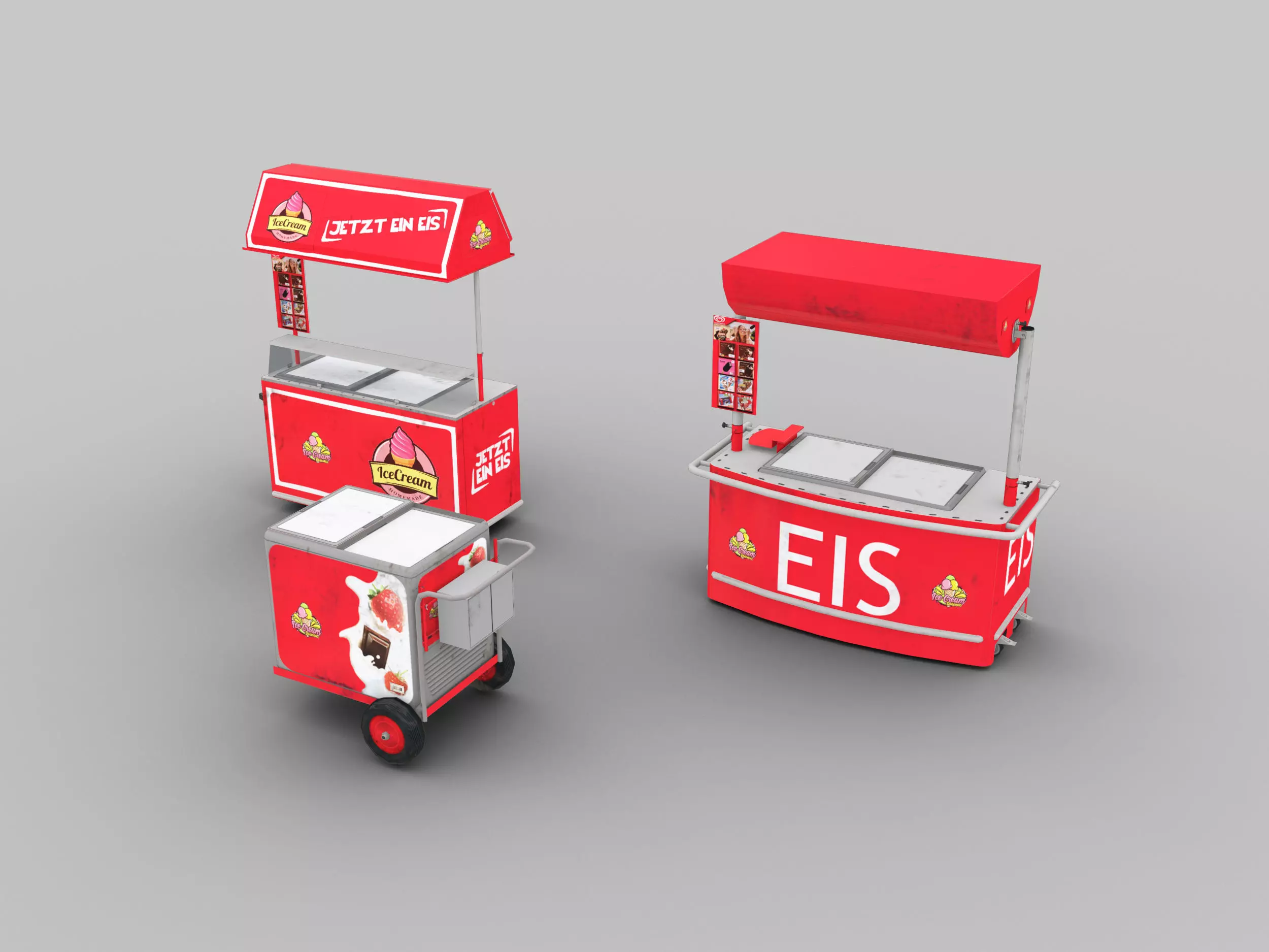 Ice Cream Cart Pack Low-poly 3D model