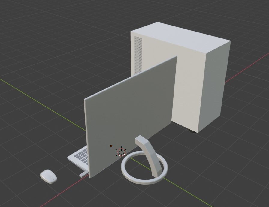 Desktop Computer Pack Low-poly 3D model_4