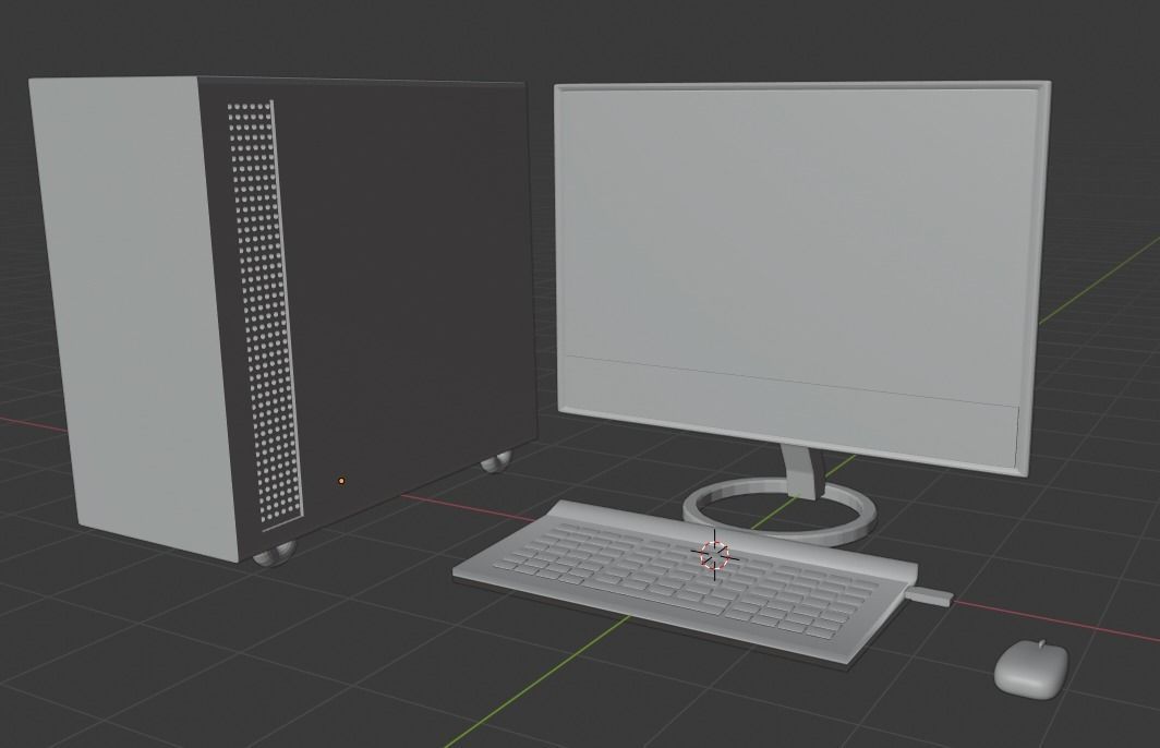 Desktop Computer Pack Low-poly 3D model_2