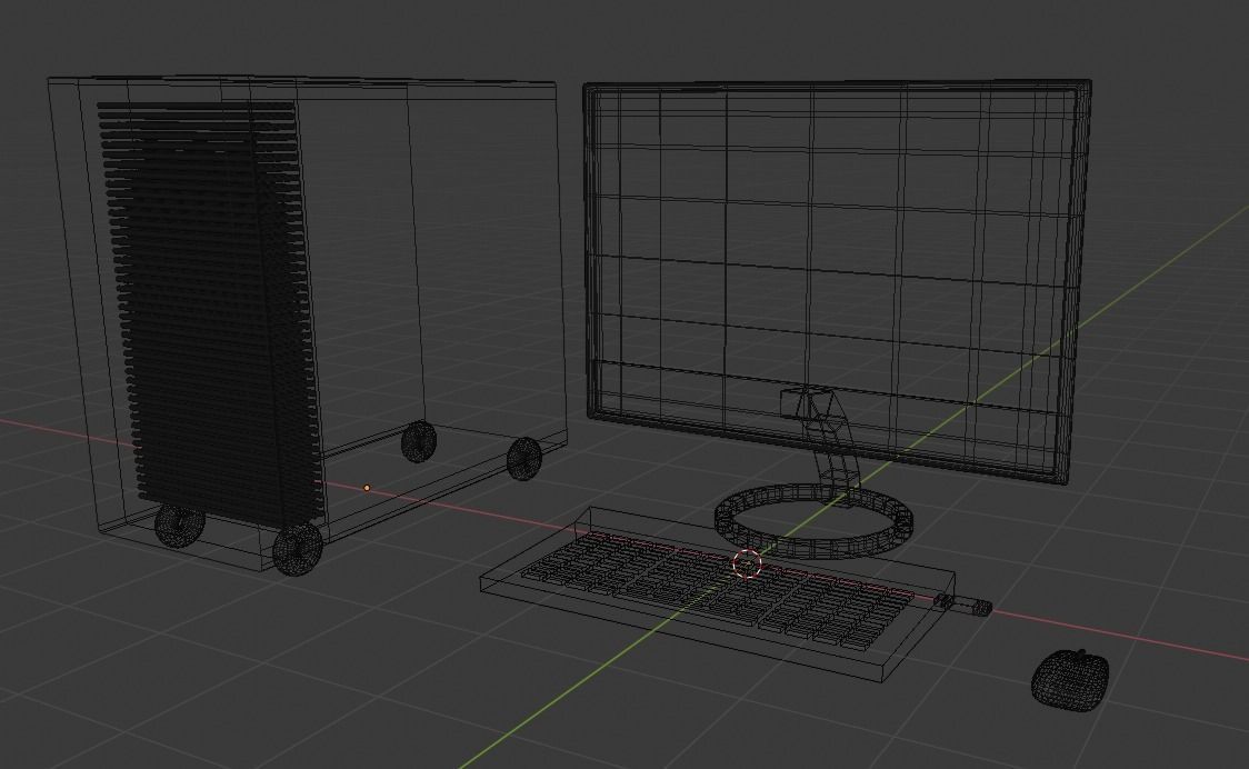Desktop Computer Pack Low-poly 3D model_1