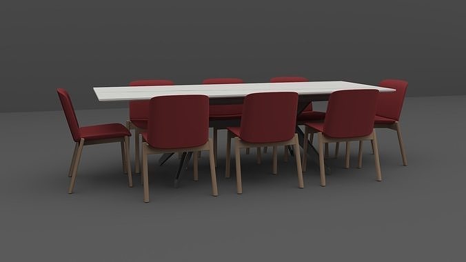 Table Set dining with chairs 3D model