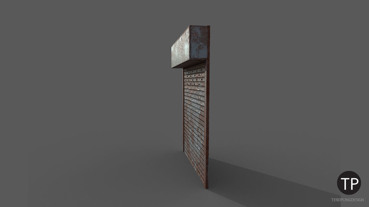 Metal industrial door Low-poly 3D model_3