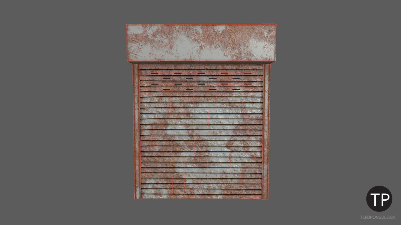 Metal industrial door Low-poly 3D model_8